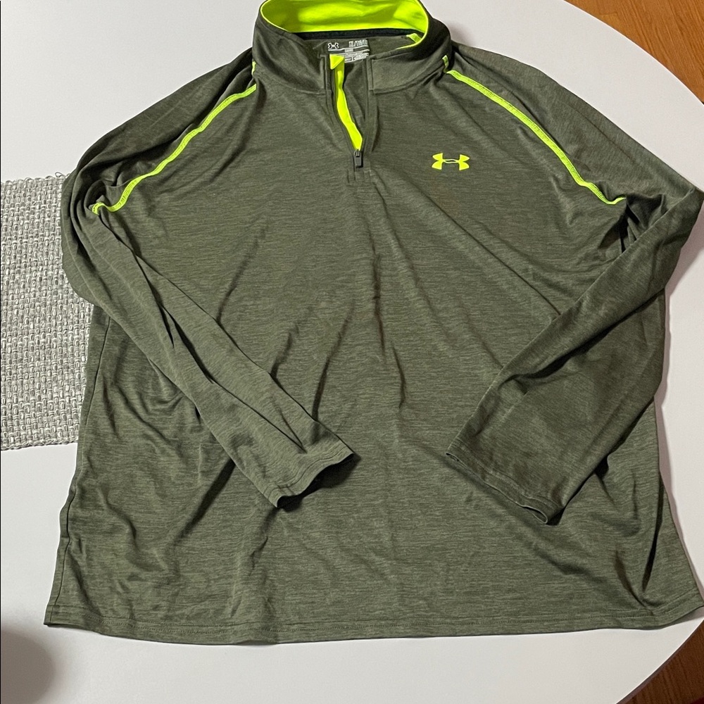 Under Armour Green Pullover with Bright green highlights. Good condition, no rip